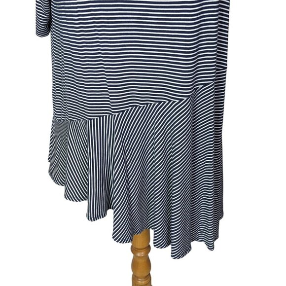 GAP Round Neck Short Sleeve Asymmetric Hem Striped Peplum Shirt  Size Medium - Picture 4 of 14